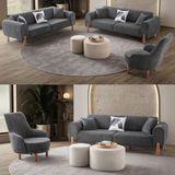 Edsy Home Armoni Modern Koltuk Takımı Antrasit 3+3+1+1 Ahşap Malzeme Orta Sert Oturum