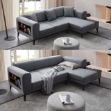 Edsy Home Drog Modern Köşe Koltuk Takımı Gri Keten Malzeme Mekanizmalı Yatak Özelliği 240x150 cm
