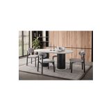 EDSY HOME Mermer Desen Oval 4 Sandalyeli Masa Takımı ( Ayaklar Plastik )