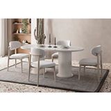 Edsy Home Mermer Desen Oval 4 Sandalyeli Masa Takımı Beyaz