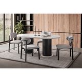 Edsy Home Mermer Desen Oval 4 Sandalyeli Masa Takımı Çok Renkli