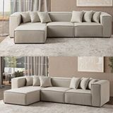 Edsy Home Mira Relax 4 Modül Köşe Koltuk ( Kırık Beyaz ) Keten Krem