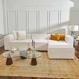 Edsy Home Mira Relax 4 Modül Köşe Koltuk ( Krem) Babyface Kadife Kumaş