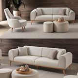 Edsy Home Rebul 3+1 Koltuk Takımı Krem Renk Bej
