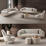 Edsy Home Rebul 3+3+1 Koltuk Takımı Krem Renk Bej