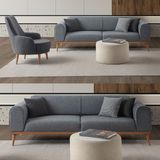 Edsy Home Rebull 3+1 Koltuk Takımı Gri Yataklı Orta Sert Oturum Ahşap Ayaklı Modern Tasarım 224 cm