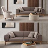 Edsy home rebull 3+1 koltuk takımı kahverengi + sütlü kahve - Sütlü Kahverengi