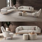 Edsy Home Rebull 3+3+1 Koltuk Takımı Krem Renk - Bej