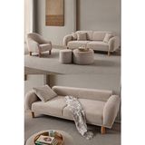Edsy Home Regnum Koltuk Takımı 3+1 Taş Renk Modern Dokuma Ahşap Ayaklı Konforlu Tasarım - Ekru