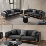 Edsy Home Riva 3+3 Koltuk Takımı Antrasit Orta Sert Kumaş ve Gürgen İskelet ile Modern Tasarım
