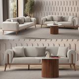 Edsy Home Riva 3+3 Koltuk Takımı Krem Orta Sert Yumuşaklıkta Gürgen İskelet ve Keten Kumaş