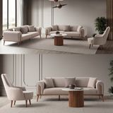 Edsy Home Riva 3+3+1+1 Koltuk Takımı Sütlü Kahve Keten Orta Sert Oturum Yumuşaklığı 224 cm