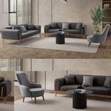 Edsy Home Riva Antrasit 3+3+1+1 Koltuk Takımı Modern Tasarım Ahşap Ayaklı Orta Sert Oturum