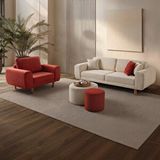 Edsy Home Roma 3+1 Koltuk Takımı Fitilli Kadife Krem + Kırmızı
