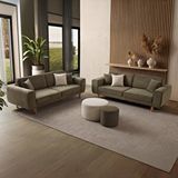 Edsy Home Roma 3+3 Koltuk Takımı Fitilli Kadife Yeşil Krem