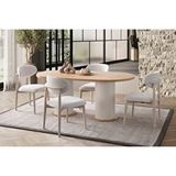 Edsy Home Safir Meşe Oval 4 Sandalyeli Masa Takımı Kahverengi