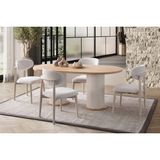 Edsy Home Safir Meşe Oval Masa Takımı 4 Sandalyeli Modern Tasarım MDF Malzeme 180x90 cm - Ahşap - Kahverengi