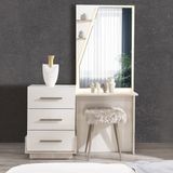 Edsy Home Sedef Aynalı Puflu Şifonyer - Krem