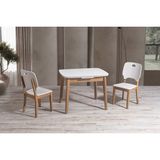 Edsy Home Suna Modern Tasarımlı MDF Malzemeden Yapılmış Açılır Masa Takımı 4 Sandalyeli Krem Renk