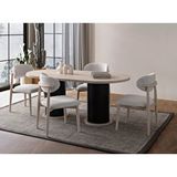 Edsy Home Traverten Oval 4 Sandalyeli Masa Takımı Gri