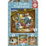 Educa 12+16+20+25 Parça Orman Masalları Kademeli 3-5 Yaş Çocuk Puzzle/Yapboz