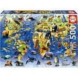 Educa 500 Parça Yüz Tehlike Altındaki Hayvan Türü Puzzle - 19908 - One Hundred Endangered Species