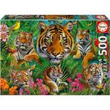 Educa Puzzle - 500 Parça Kaplan Ormanı Puzzle - 19902 - Tiger Jungle