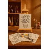 Edu&Hobby 50x27 Çam Masa Şövale Çocuk Boyama Seti – 6 Adet Mukavva Tuval- Çocuk Hobi & Sanat Etkinliği
