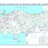 Edulab TÜRKİYE MADENLER VE SANAYİ DAĞILIŞI HARİTASI 80X135 CM