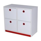 Edutoys Beyaz Kırmızı 4 Çekmeceli Dolap