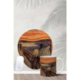 Edvard Munch Scream Desenli Bilek Destekli Mouse Pad Kupa Seti - Renkli