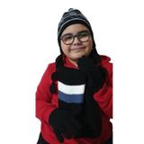 Edwol Erkek Çocuk Lacivert Siyah Beyaz Mavi Garson Boy 3 Lü Atkı Bere Eldiven Takımı
