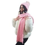 Edwol Kadın Atkı Bere Takımı Pembe ATKI BOYU 1,65