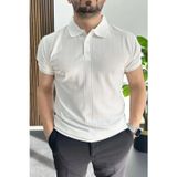 Edwox Beyaz EDW460 Erkek Desenli Polo Yaka Tişört