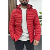Edwox EDW435 Slim Fit Kapüşonlu Şişme Kırmızı Erkek Mont
