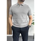 Edwox Erkek Açık Yaka Bloklu Tişört Beyaz EDW237 - Gri - 2XL