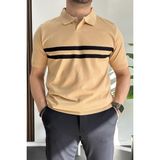 Edwox Erkek Açık Yaka Çizgli Tişört Sarı Edw236