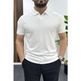 Edwox Erkek Açık Yaka Düz Tişört Beyaz Edw461