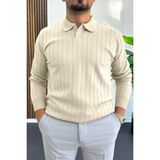 Edwox Erkek Açık Yaka Normal Kalıp Kazak Krem EDW412 - XL