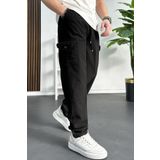 Edwox Erkek Baggy Kalıp Kargo Cepli Pantolon Siyah Edw131