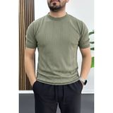Edwox Erkek Bisiklet Yaka Desenli Tişört Açık Yeşil EDW454 - XL