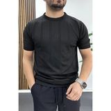 Edwox Erkek Bisiklet Yaka Desenli Tişört Siyah EDW454 - XL