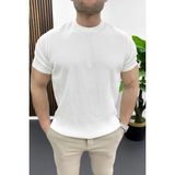 Edwox Erkek Bisiklet Yaka Likralı Tişört Beyaz EDW484 - XL