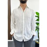 Edwox Erkek Çizgili Gömlek Beyaz EDW503 - S