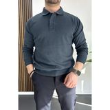 Edwox Erkek Düğmeli Polo Yaka Kazak Indigo EDW231 - İndigo - 2XL