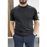 Edwox Erkek Düz Desen Bisiklet Yaka Tişört Siyah EDW459 - 2XL