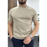 Edwox Erkek Düz Desen Bisiklet Yaka Tişört Vizon EDW459 - 2XL