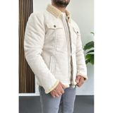 Edwox Erkek İçi Kürklü Suni Pul Deri Mont Beyaz Edw120-beyaz Beyaz
