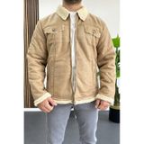 Edwox Erkek İçi Kürklü Suni Pul Deri Mont Krem Edw120-krem Krem