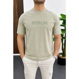 Edwox Erkek Kabartma Baskılı Çizgi Detaylı Tişört Yeşil EDW486 - 2XL